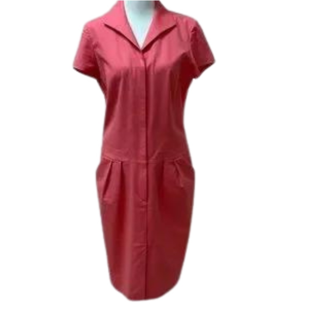 Lafayette 148 New York dress. Short sleeve. Orange. Cotton blend. Size 6.